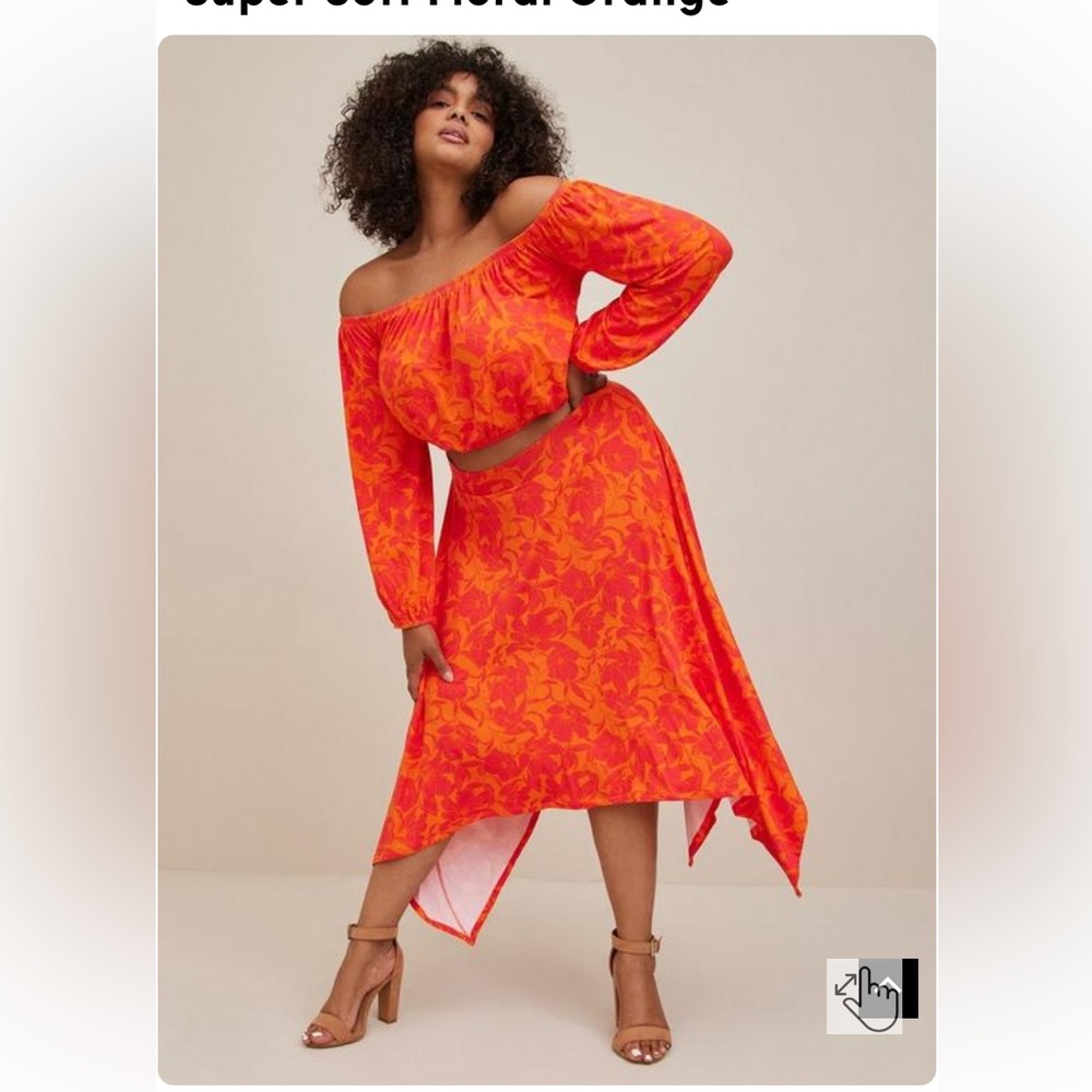 BEAUTIFUL orange maxi skirt SET with top in size 2 torrid. Used once like new!
